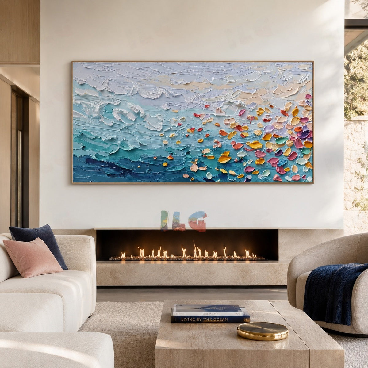 Petal Surf Reverie – Textured Ocean Wall Art