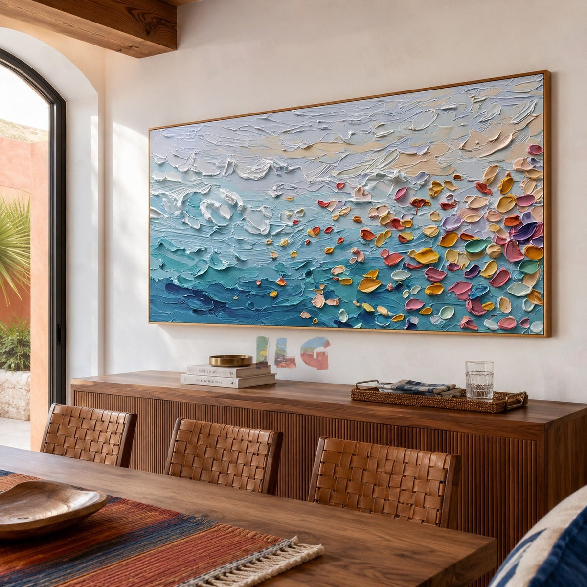 Petal Surf Reverie – Textured Ocean Wall Art