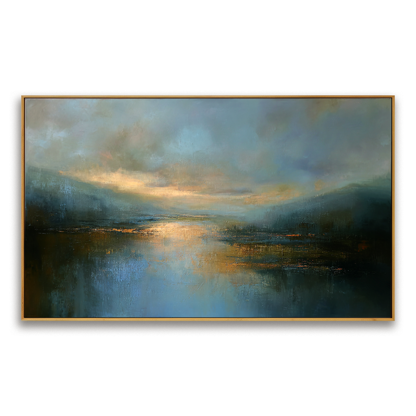 Deep Water Calm – Hand-Painted Landscape Wall Art with Layered Texture for Modern Home Decor