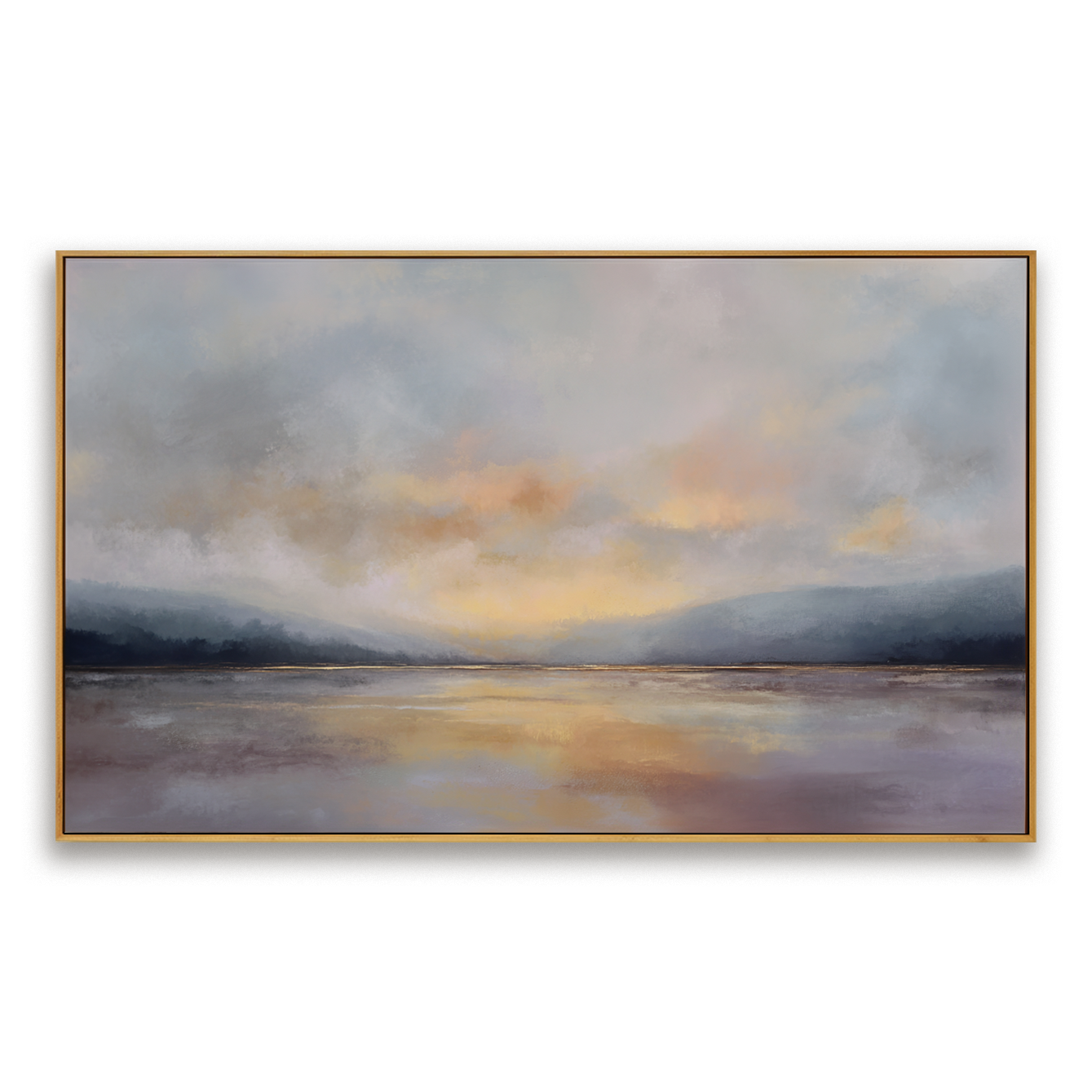 Still Horizon Glow – Hand-Painted Landscape Wall Art with Soft Texture for Modern Home Decor
