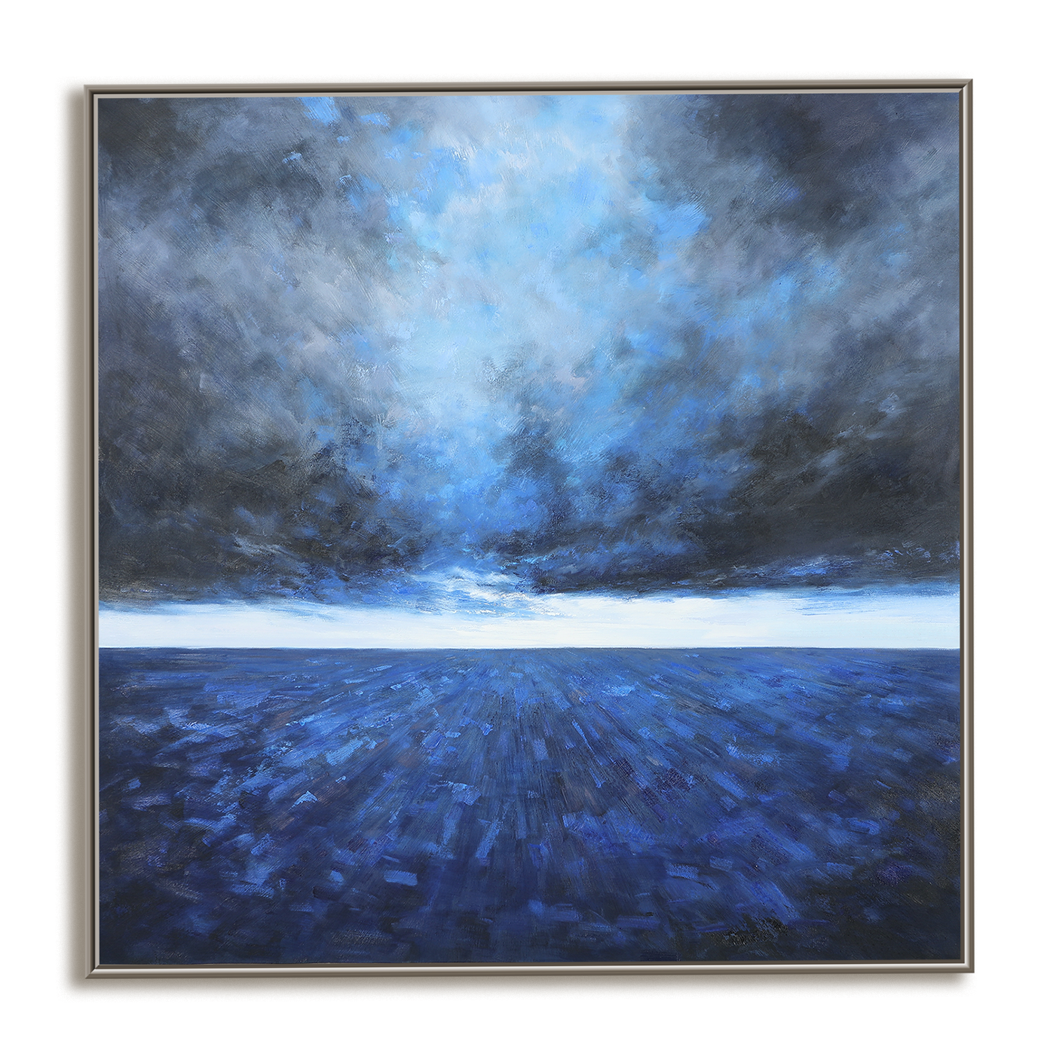 Eternal Tide – Textured Abstract Ocean Oil Painting, Modern Blue Seascape Wall Art for Living Room