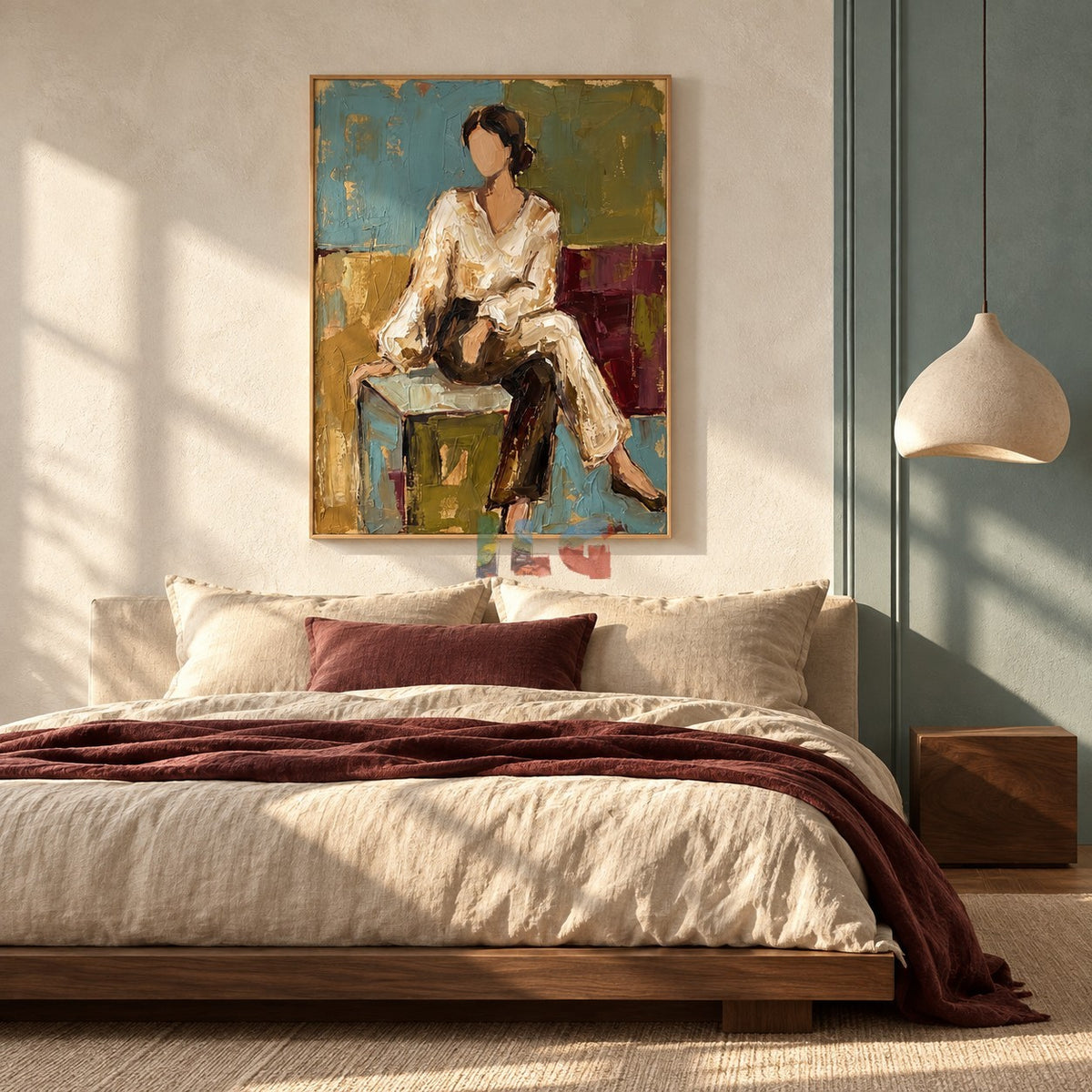 Amber Solace – Textured Seated Woman Wall Art