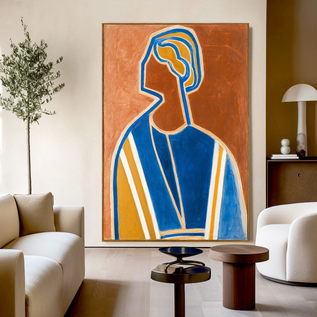 Echoed Silhouette - Hand-Painted Abstract Figure Painting Acoustic Panel