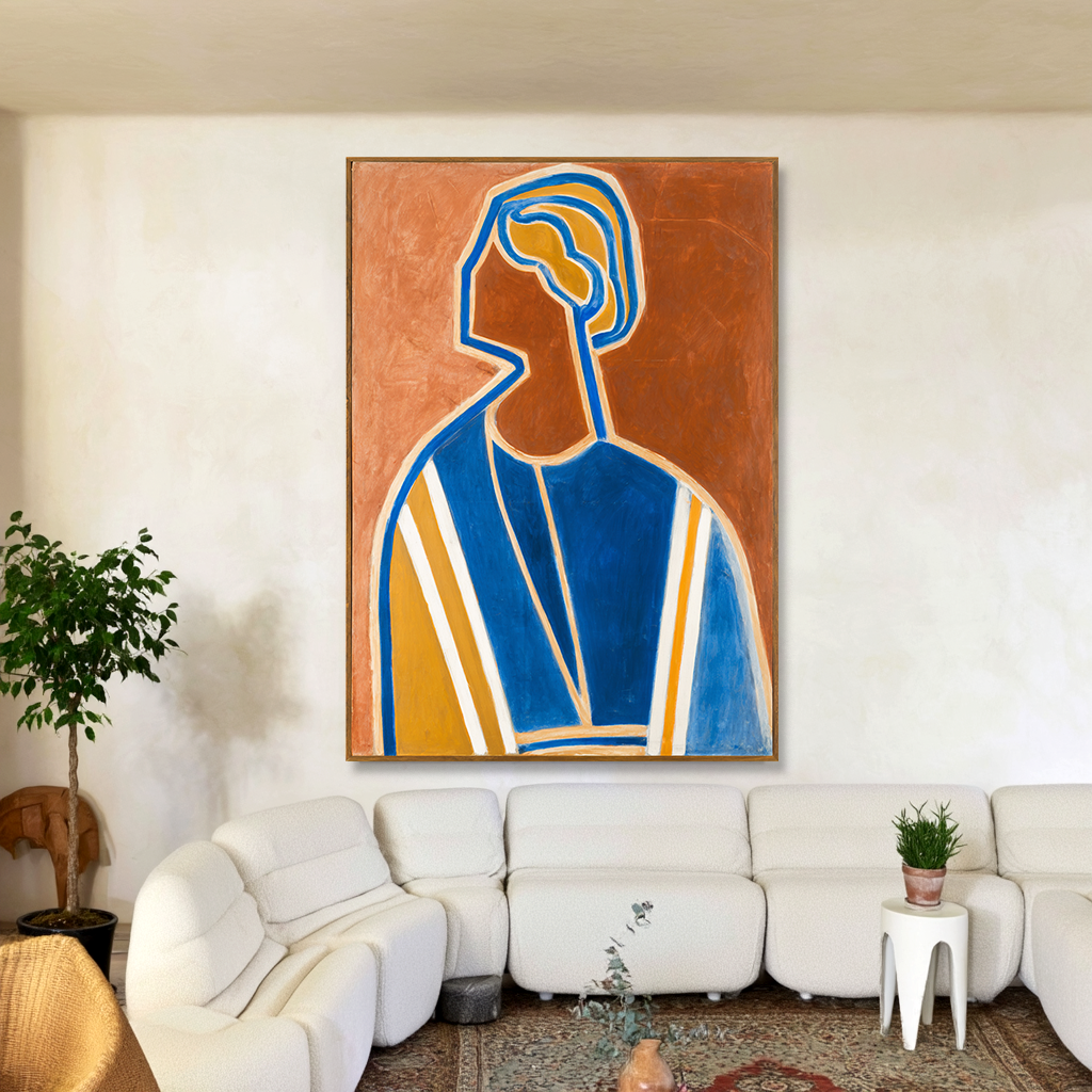 Echoed Silhouette - Hand-Painted Abstract Figure Painting Acoustic Panel