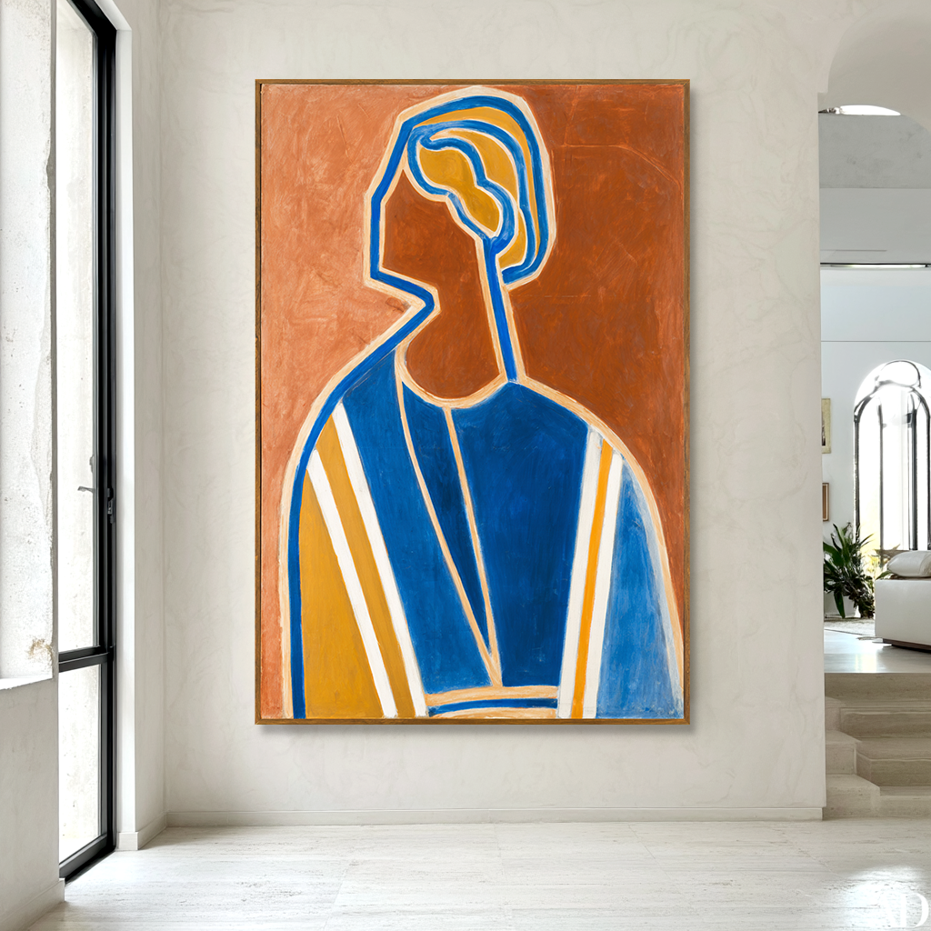 Echoed Silhouette - Hand-Painted Abstract Figure Painting Acoustic Panel