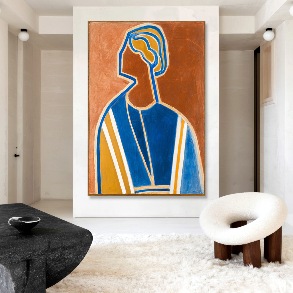 Echoed Silhouette - Hand-Painted Abstract Figure Painting Acoustic Panel