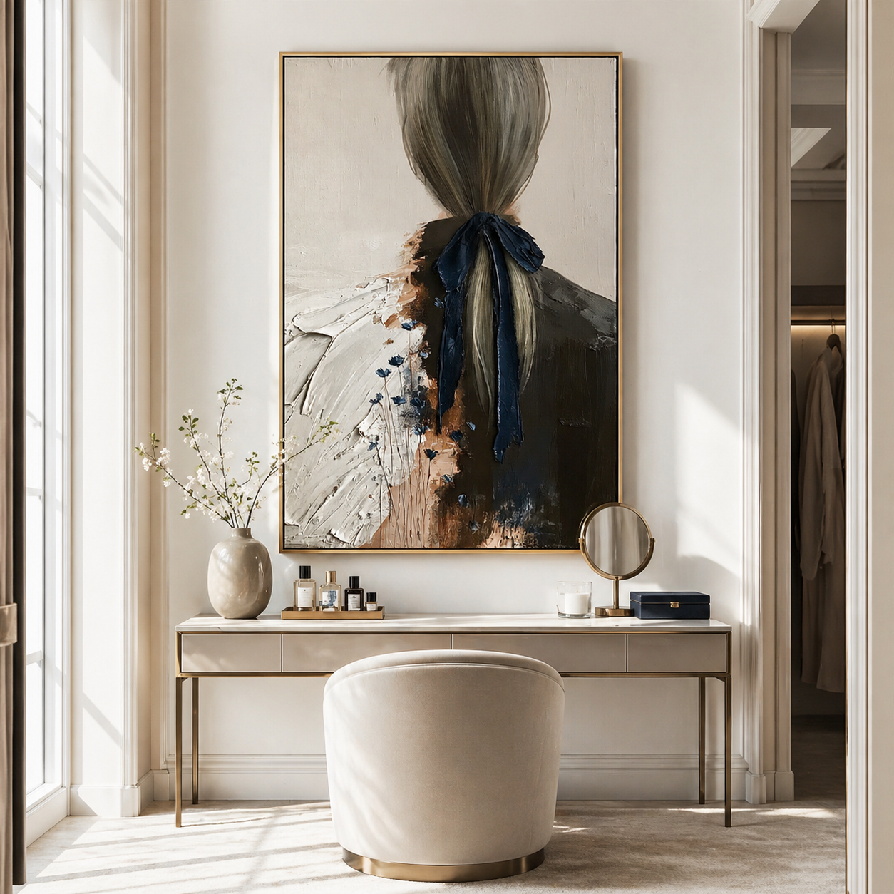 Midnight Ribbon - Hand-Painted Figurative Oil Painting Acoustic Panel