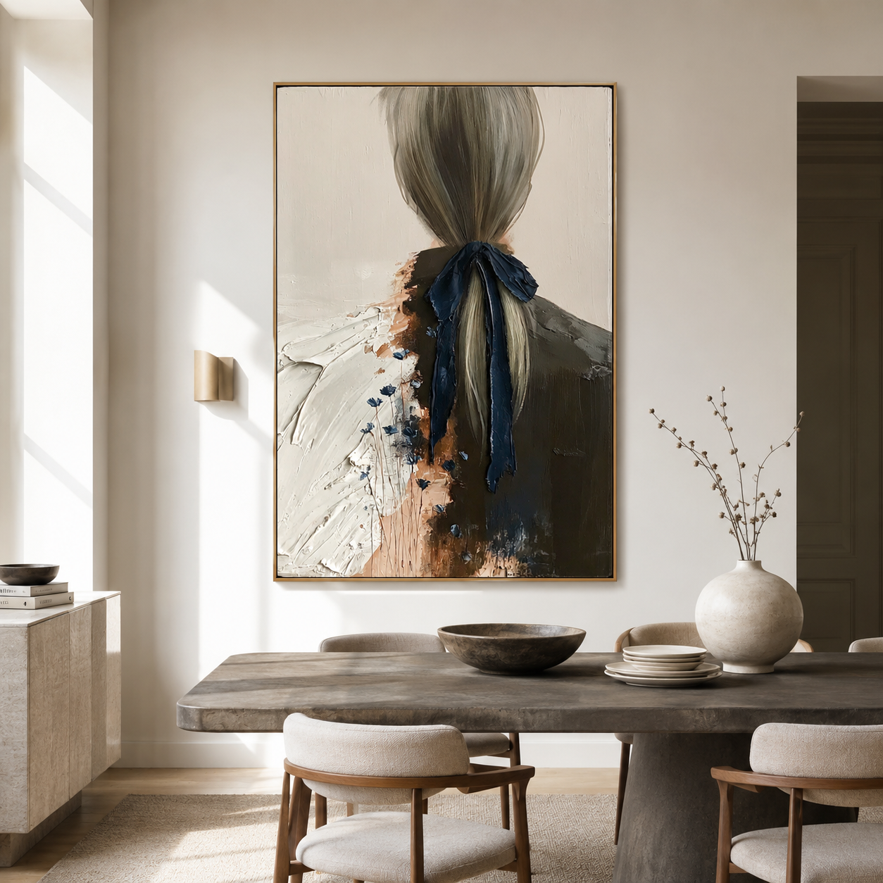 Midnight Ribbon - Hand-Painted Figurative Oil Painting Acoustic Panel