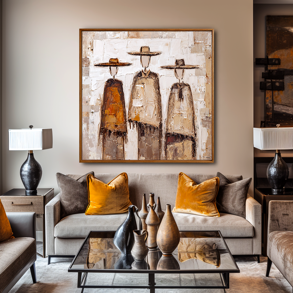 Nomads of the Quiet Plains — Abstract Textured Figurative Painting