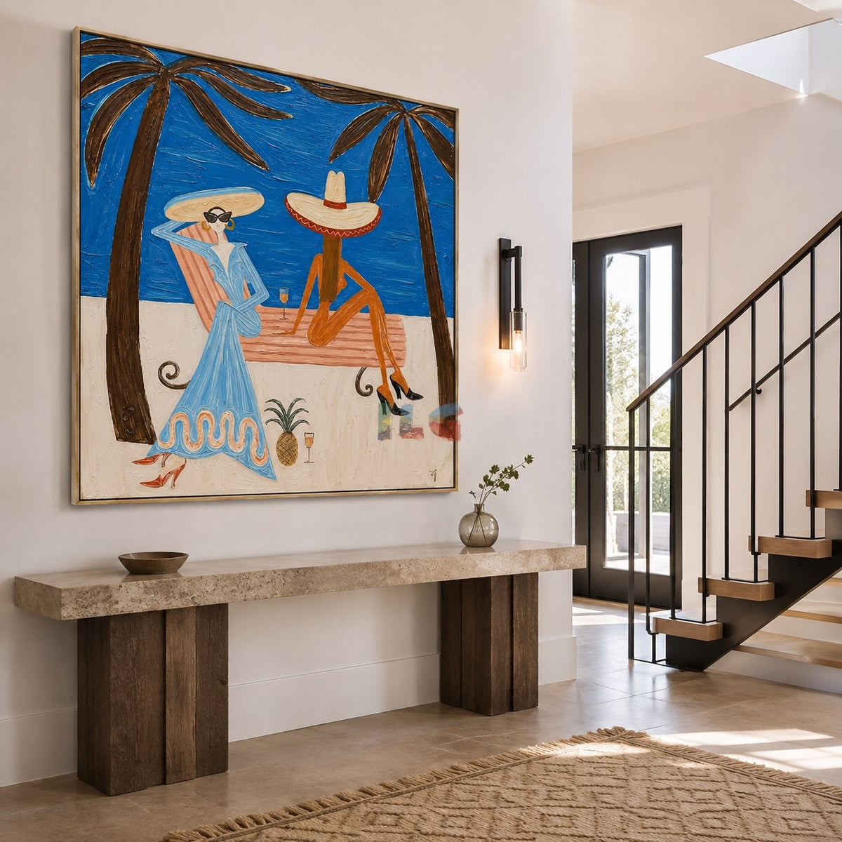 Palm Coast Lounge Duo – Coastal Figure Wall Art