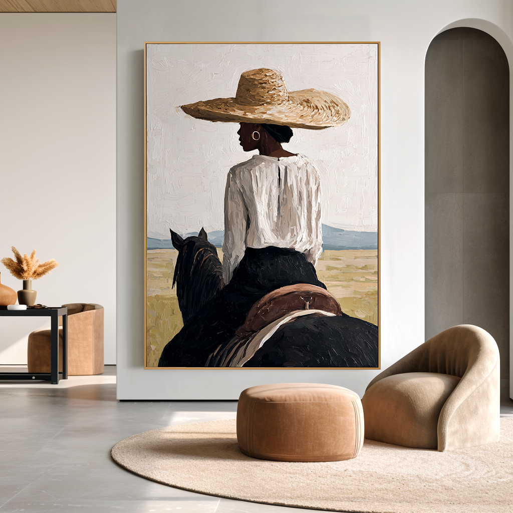 Prairie Reverie - Hand-Painted Western Figure Painting Acoustic Panel