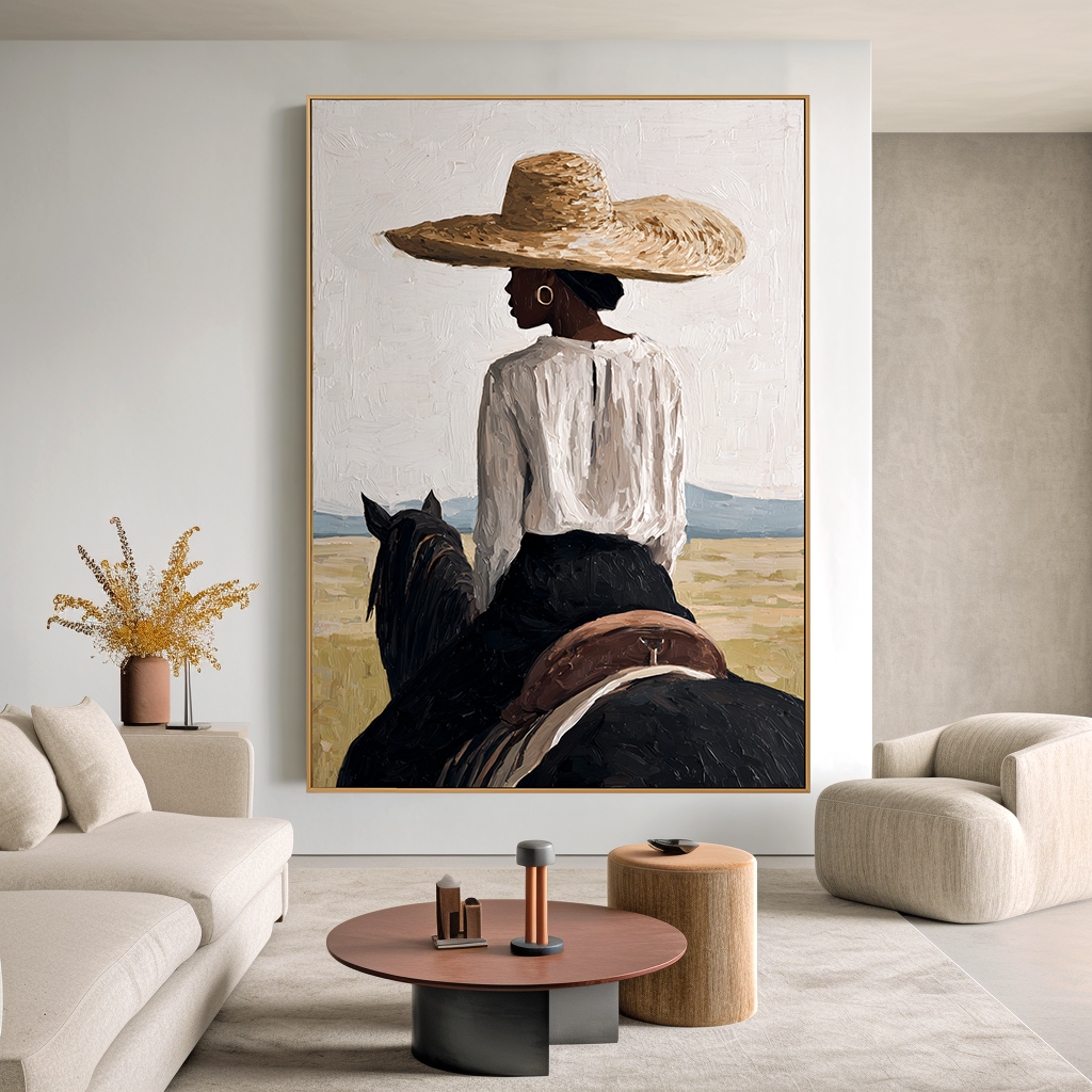 Prairie Reverie - Hand-Painted Western Figure Painting Acoustic Panel