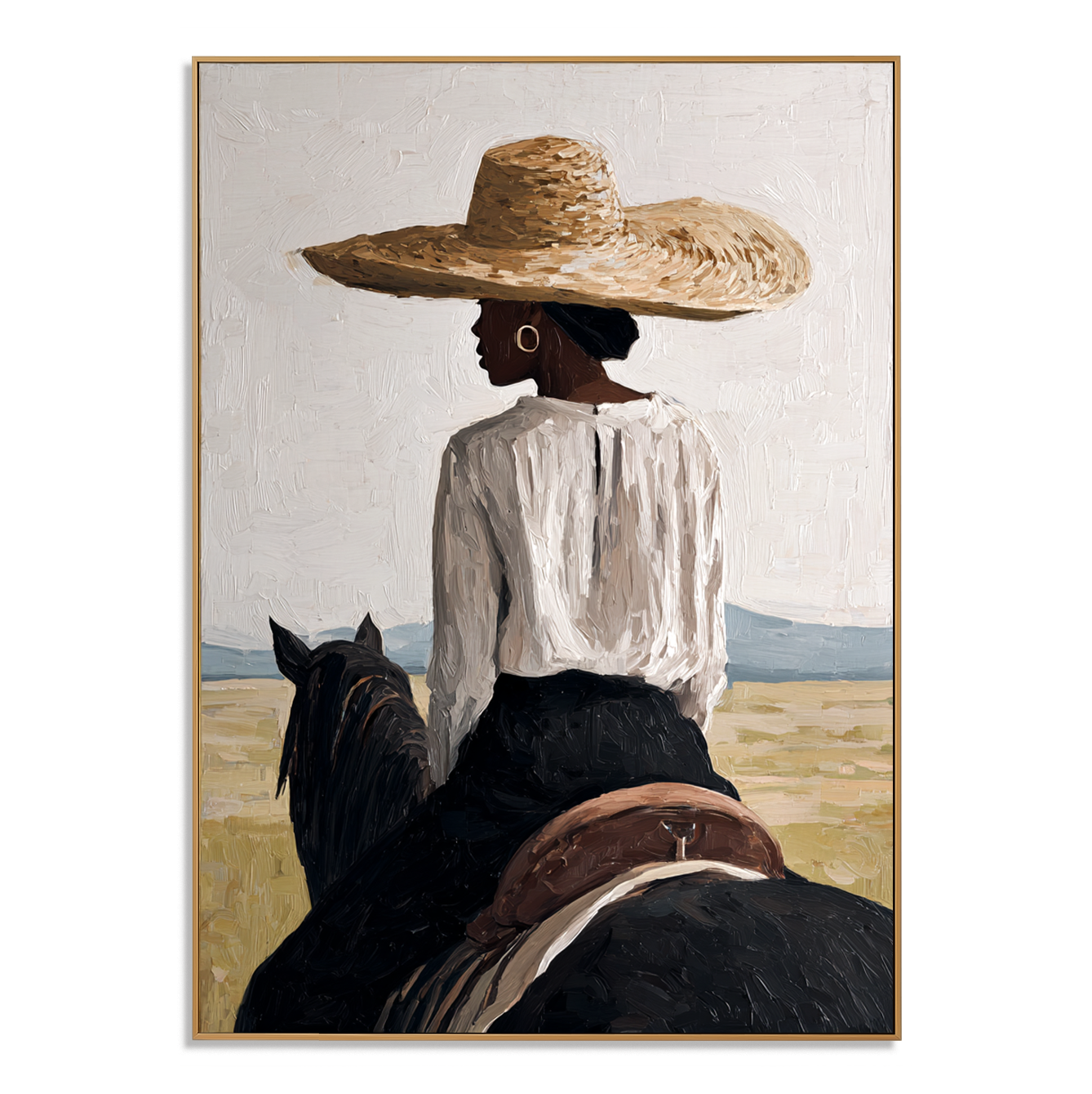 Prairie Reverie - Hand-Painted Western Figure Painting Acoustic Panel