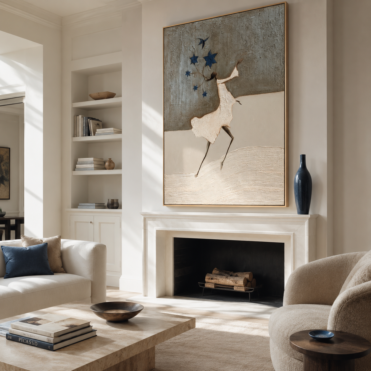 Starlit Waltz - Hand-Painted Abstract Figure Painting Acoustic Panel