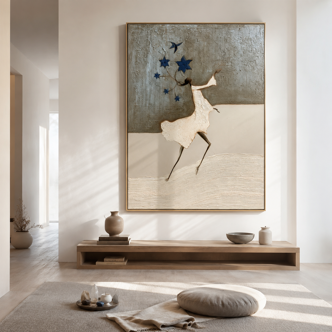 Starlit Waltz - Hand-Painted Abstract Figure Painting Acoustic Panel