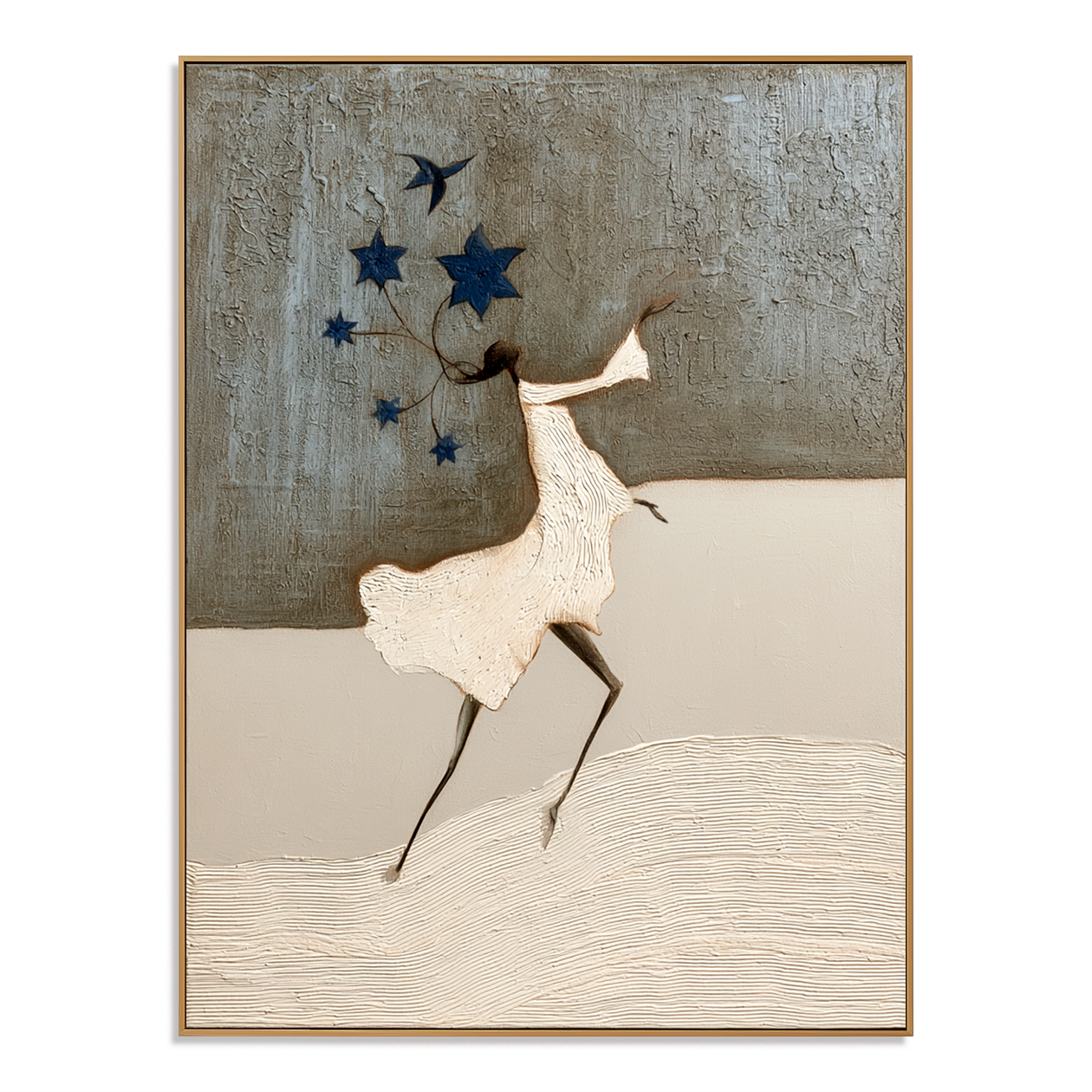 Starlit Waltz - Hand-Painted Abstract Figure Painting Acoustic Panel