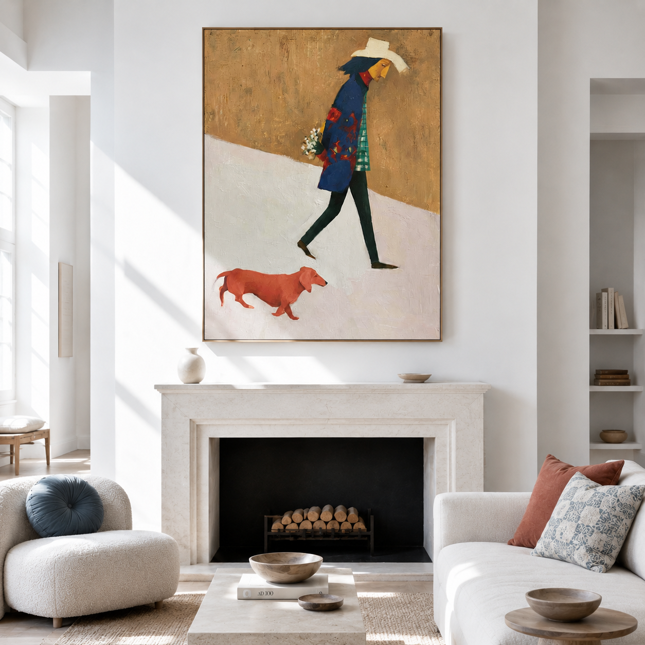 Wandering Petals - Hand-Painted Minimalist Figure Art Acoustic Panel
