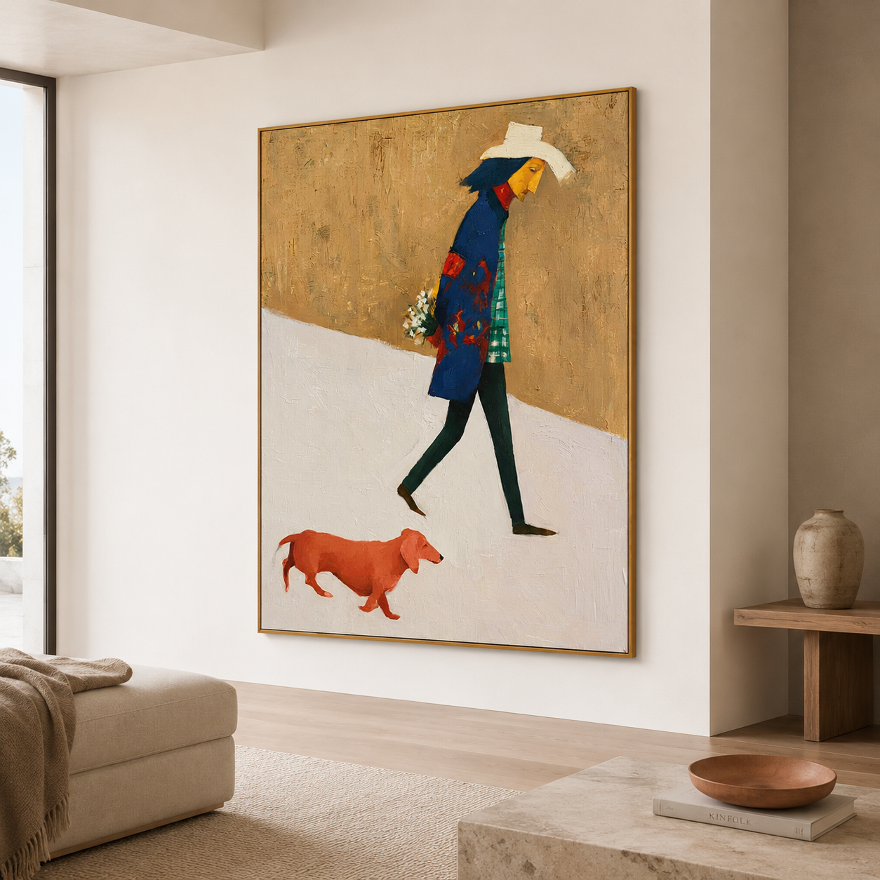 Wandering Petals - Hand-Painted Minimalist Figure Art Acoustic Panel