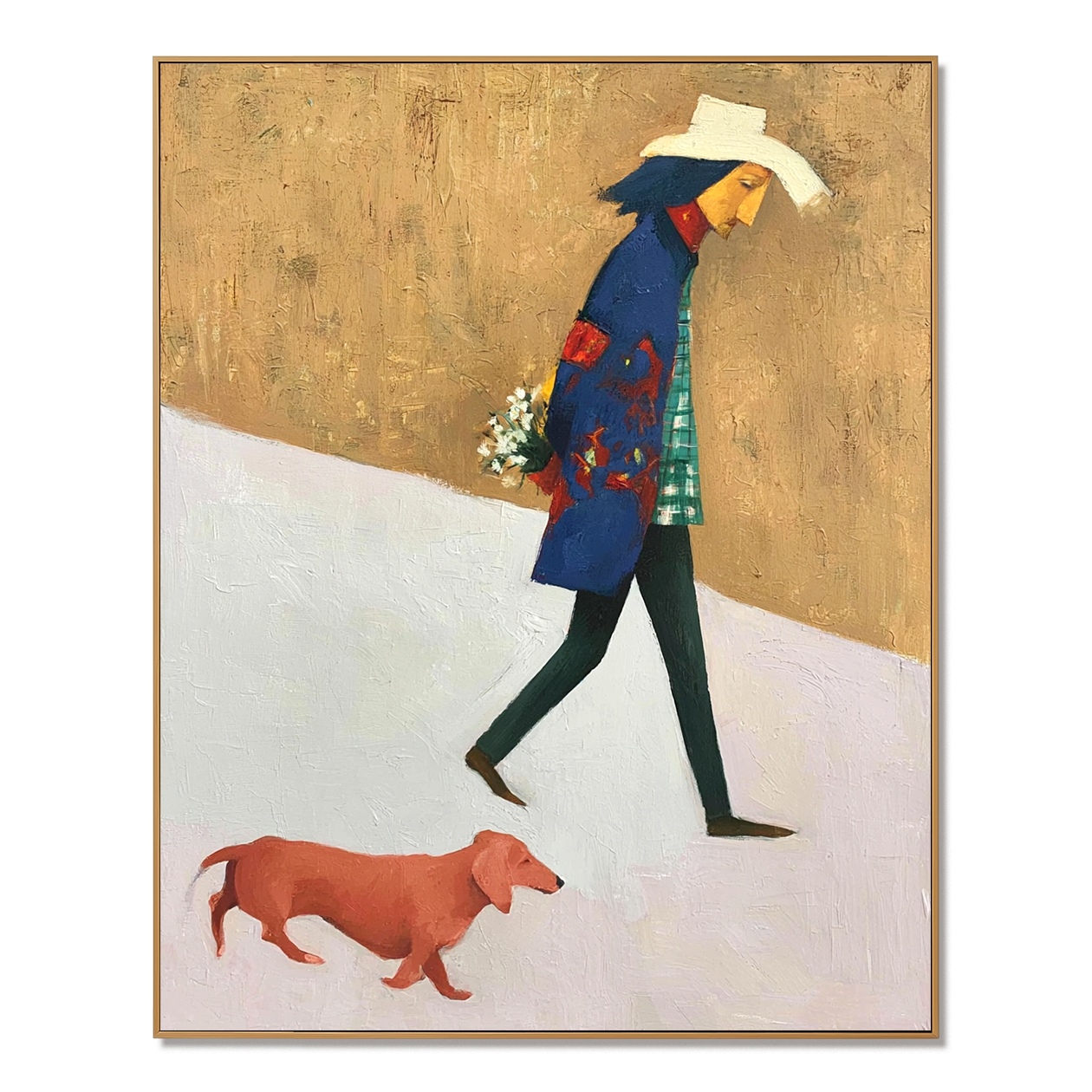 Wandering Petals - Hand-Painted Minimalist Figure Art Acoustic Panel