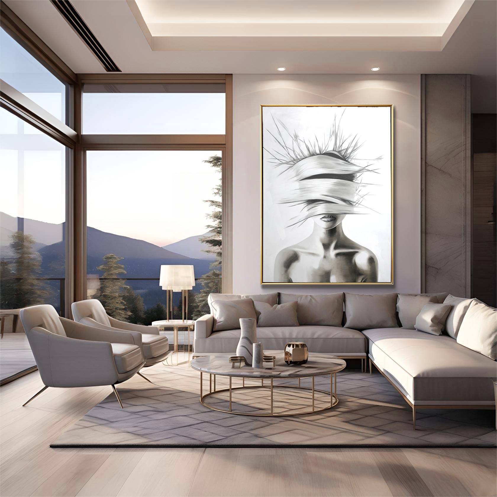 Veiled Silence – Abstract Monochrome Portrait Painting