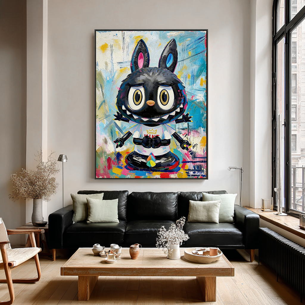 Midnight Spark - Labubu Inspired Character Oil Painting