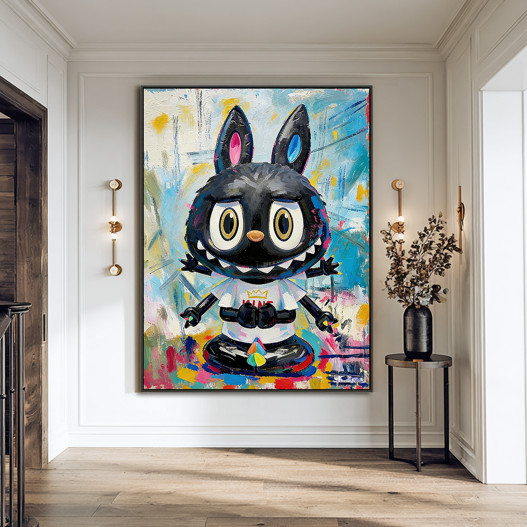 Midnight Spark - Labubu Inspired Character Oil Painting