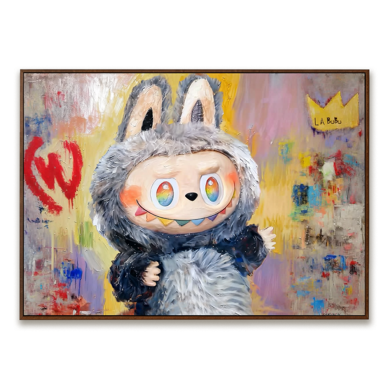 Rainbow Wink - Labubu Inspired Character Oil Painting