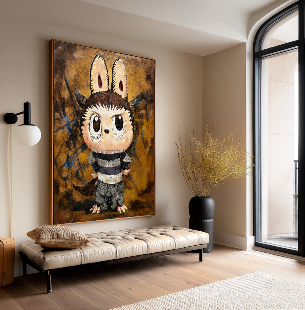 Woodland Sprite - Labubu Inspired Fantasy Character Oil Painting
