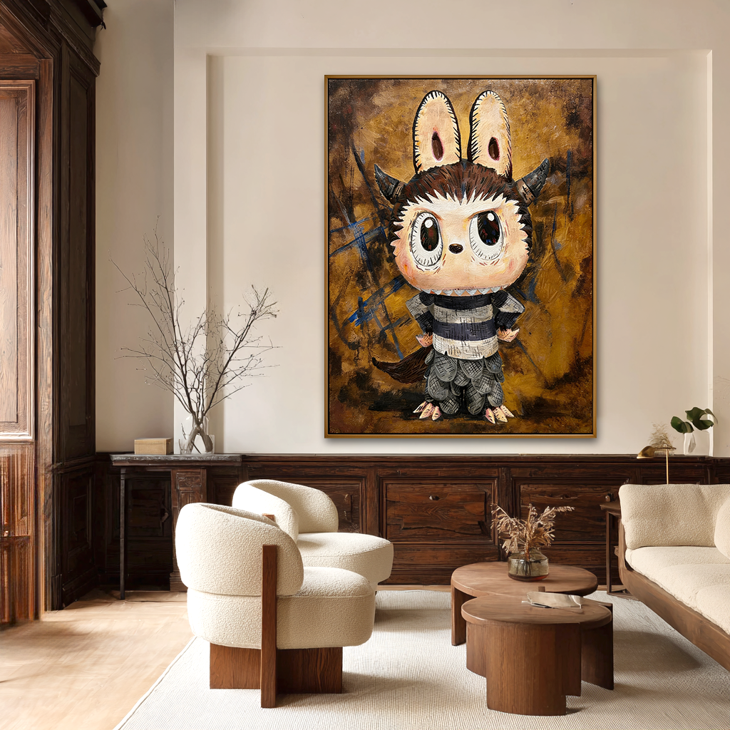 Woodland Sprite - Labubu Inspired Fantasy Character Oil Painting