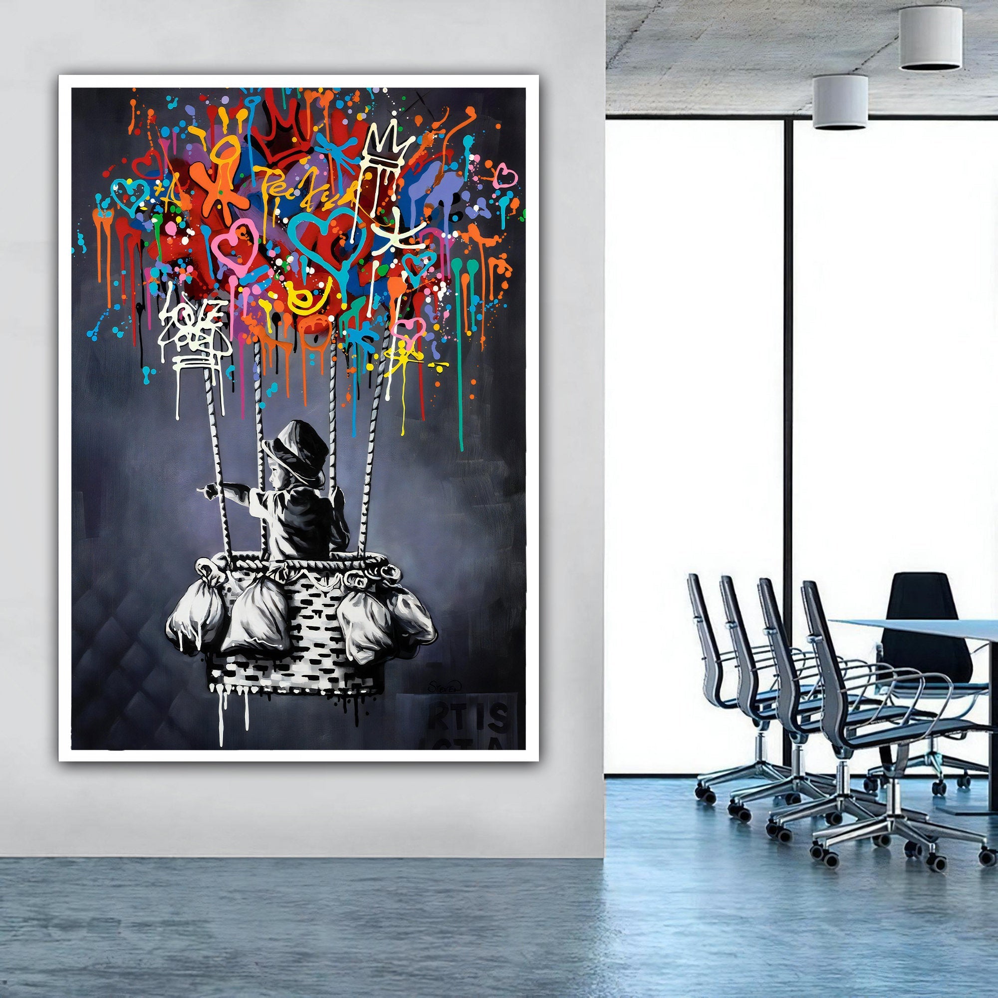 Graffiti Dreams — Street Art Balloon Oil Painting, Modern Pop Wall Art