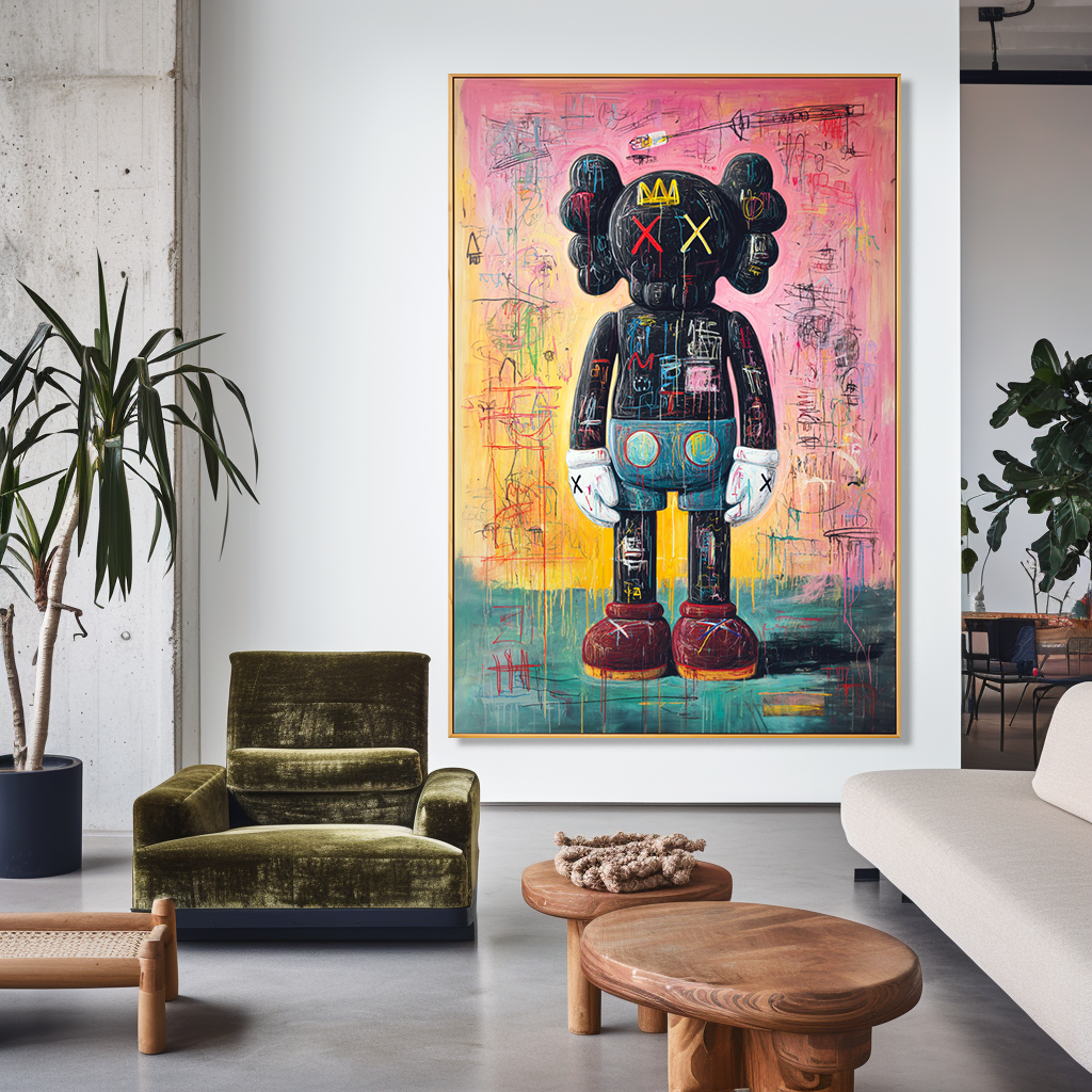 Crowned Static - KAWS Inspired Graffiti Figure Oil Painting