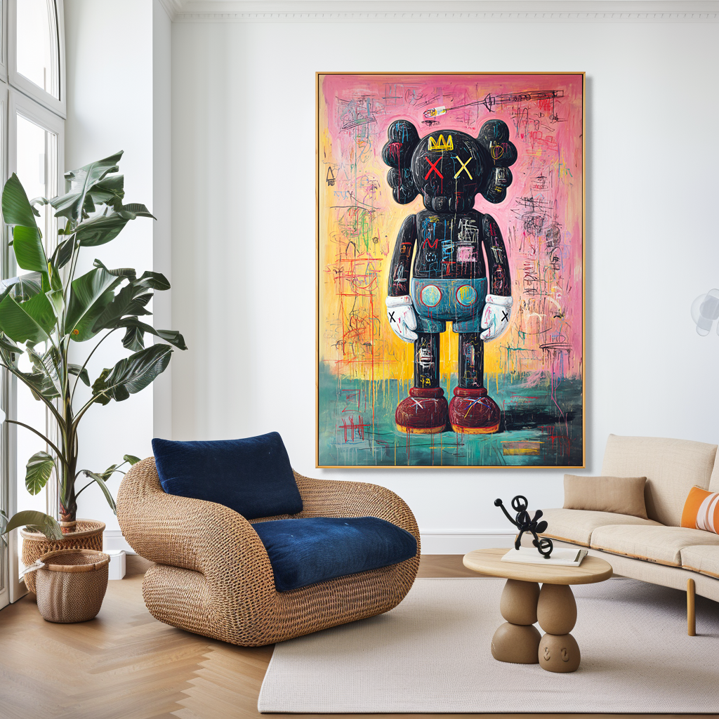 Crowned Static - KAWS Inspired Graffiti Figure Oil Painting