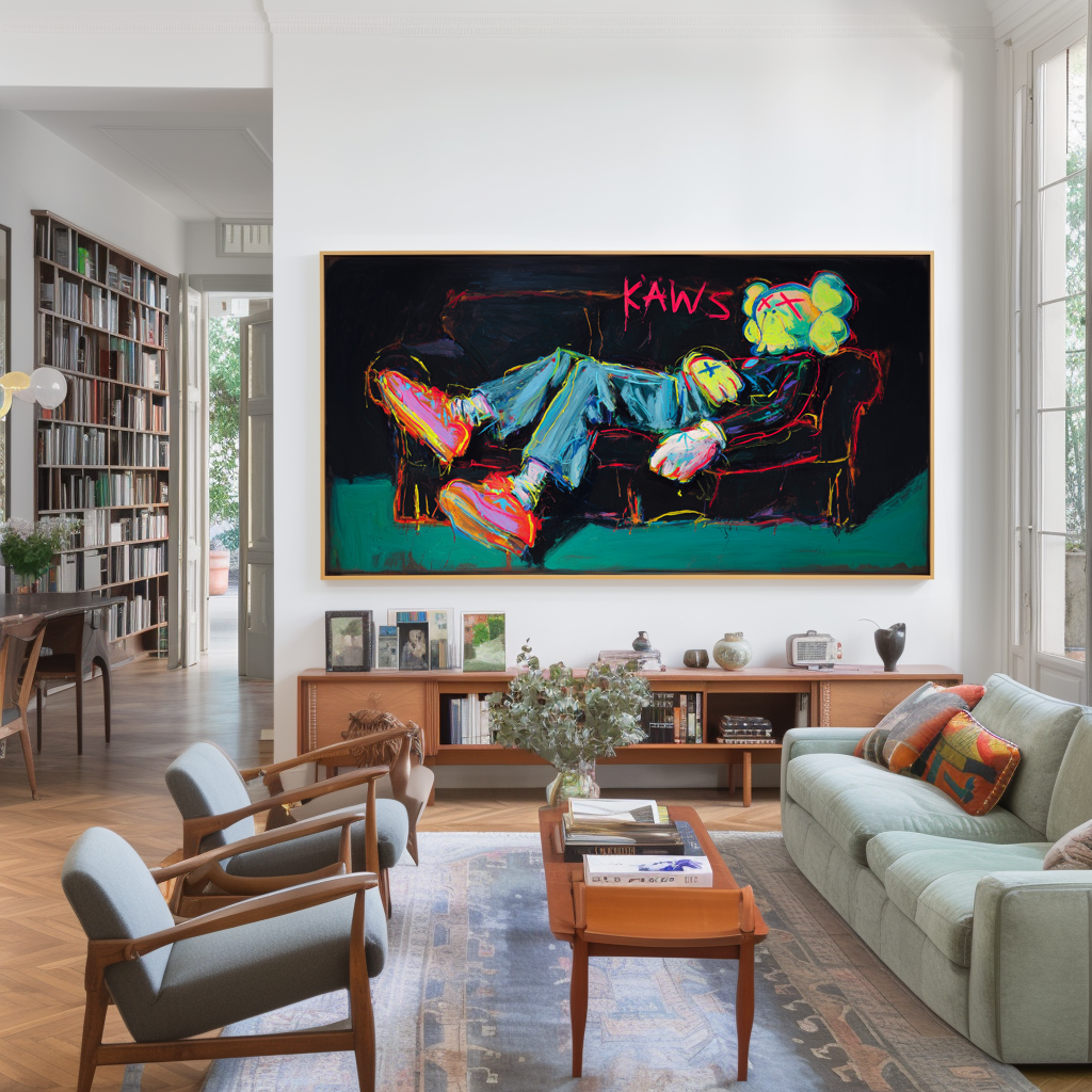 Fallen Icon – Street Pop Art Painting, KAWS Style Graffiti Canvas Wall Art