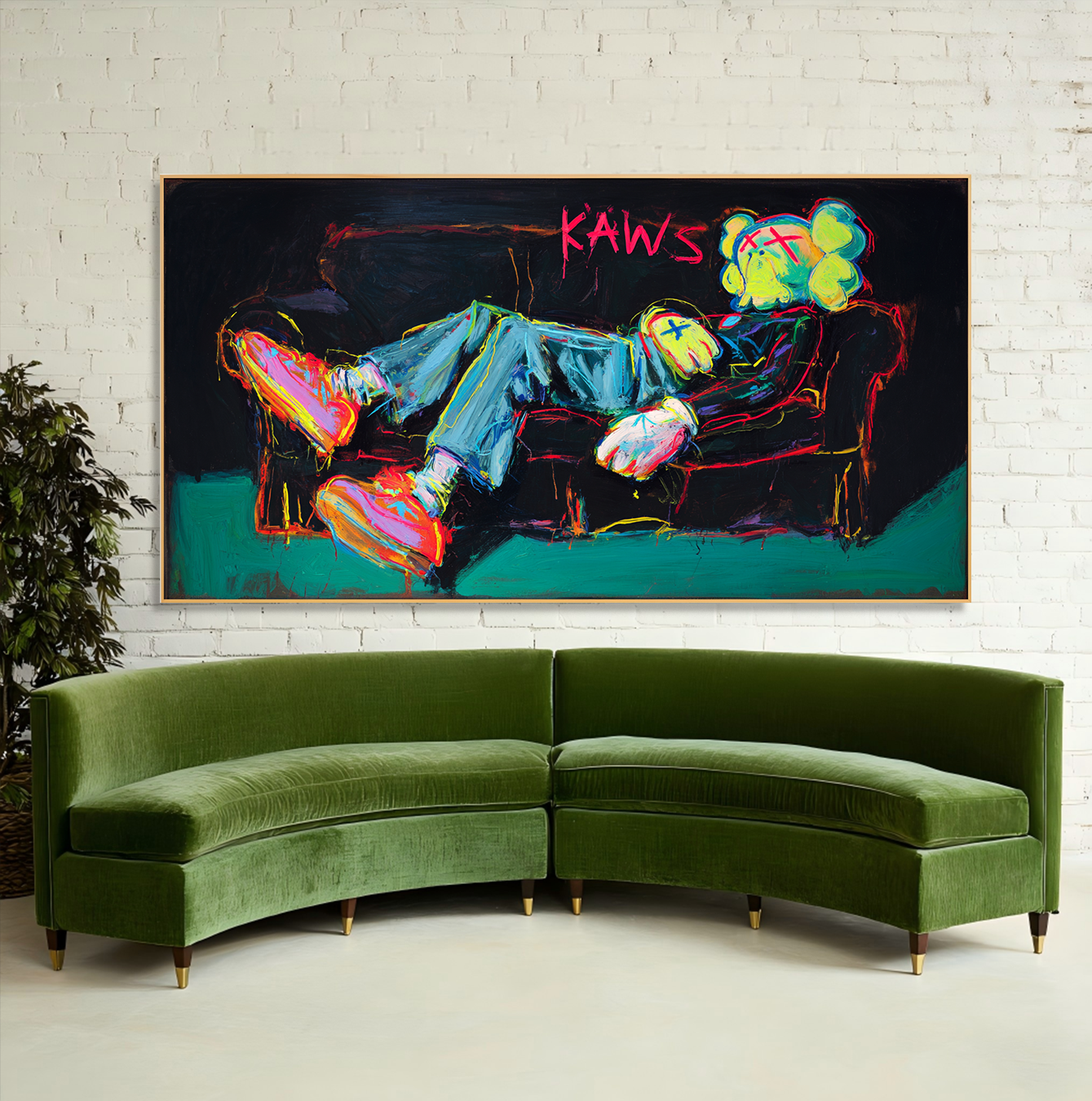Fallen Icon – Street Pop Art Painting, KAWS Style Graffiti Canvas Wall Art