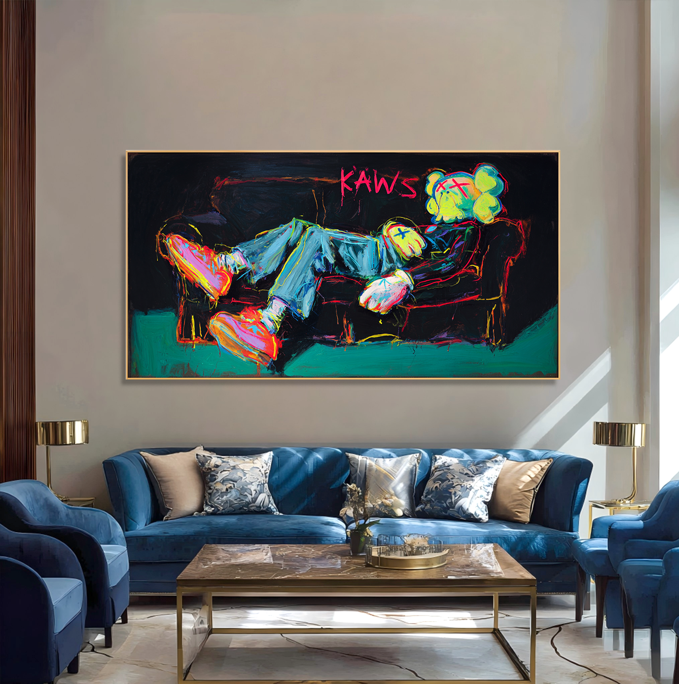 Fallen Icon – Street Pop Art Painting, KAWS Style Graffiti Canvas Wall Art