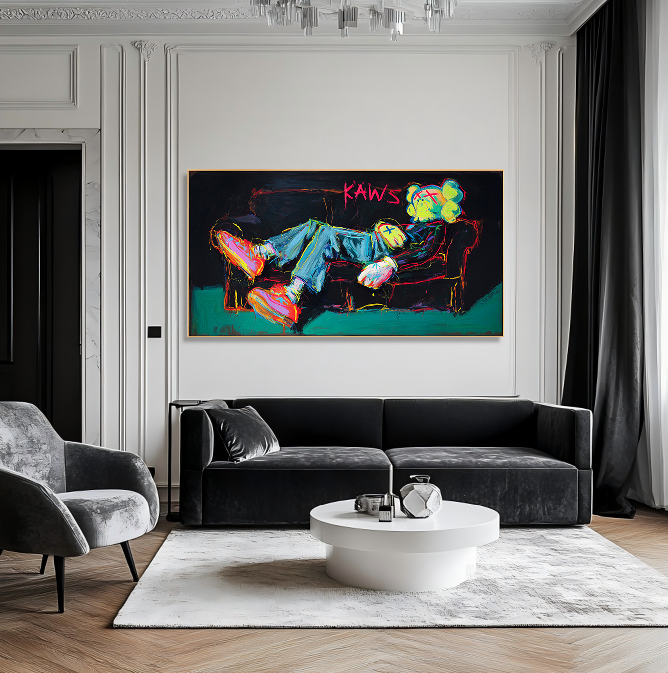 Fallen Icon – Street Pop Art Painting, KAWS Style Graffiti Canvas Wall Art