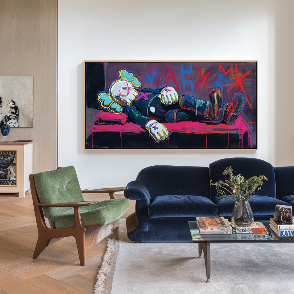Fallen Icon – Street Pop Art Painting, KAWS Style Graffiti Canvas Wall Art
