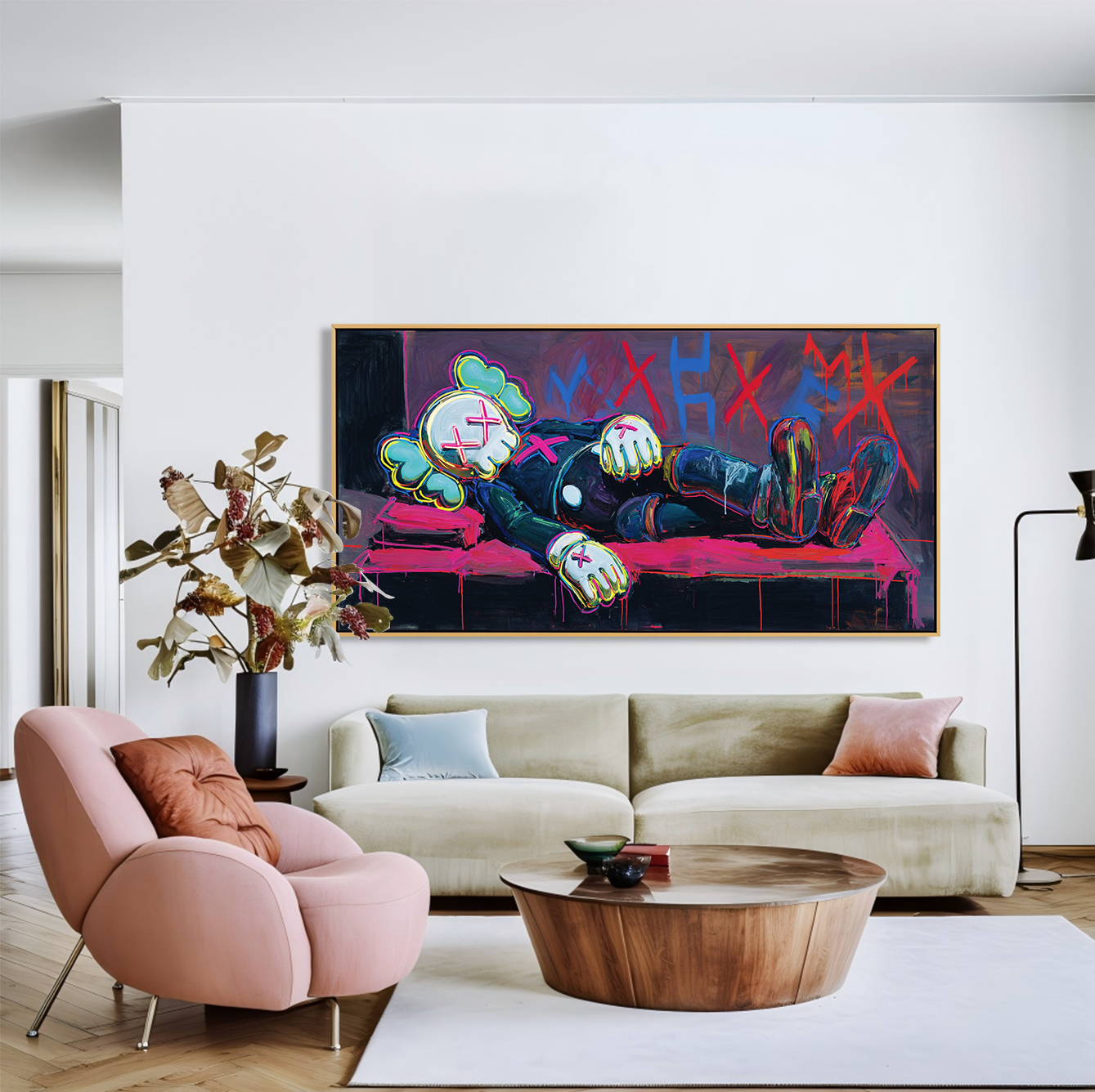 Fallen Icon – Street Pop Art Painting, KAWS Style Graffiti Canvas Wall Art