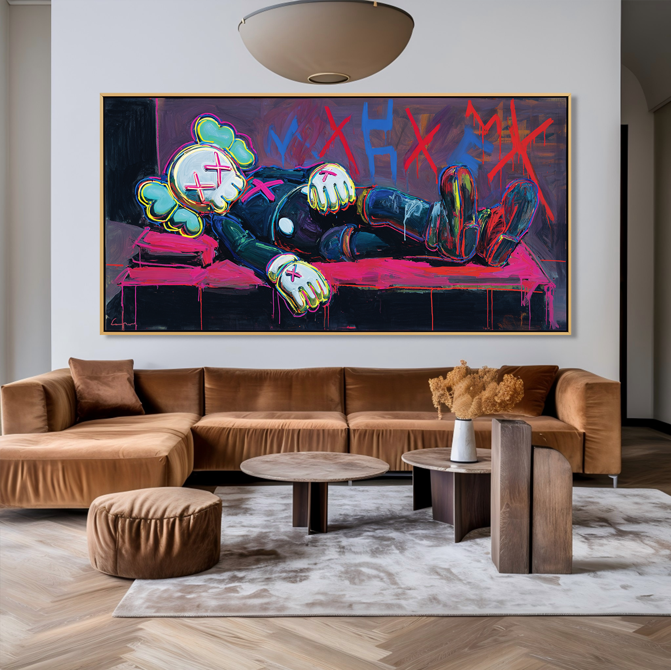 Fallen Icon – Street Pop Art Painting, KAWS Style Graffiti Canvas Wall Art