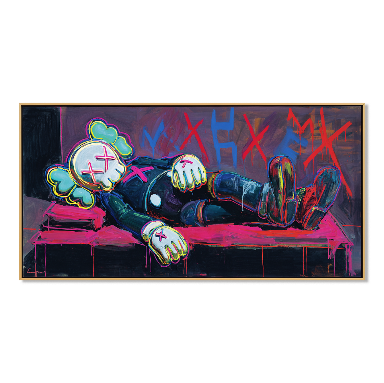 Fallen Icon – Street Pop Art Painting, KAWS Style Graffiti Canvas Wall Art