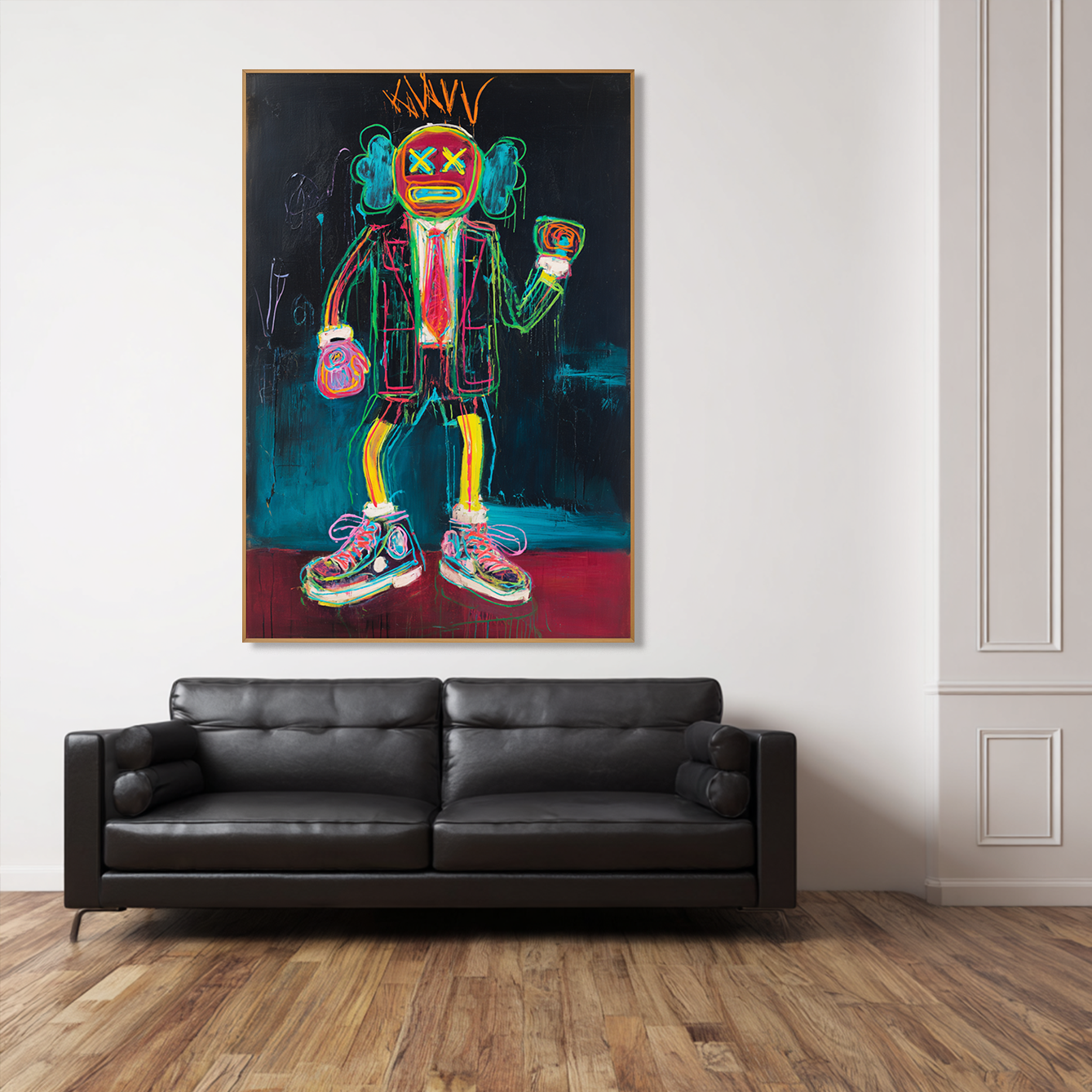 Neon Crown - KAWS Inspired Graffiti Figure Oil Painting