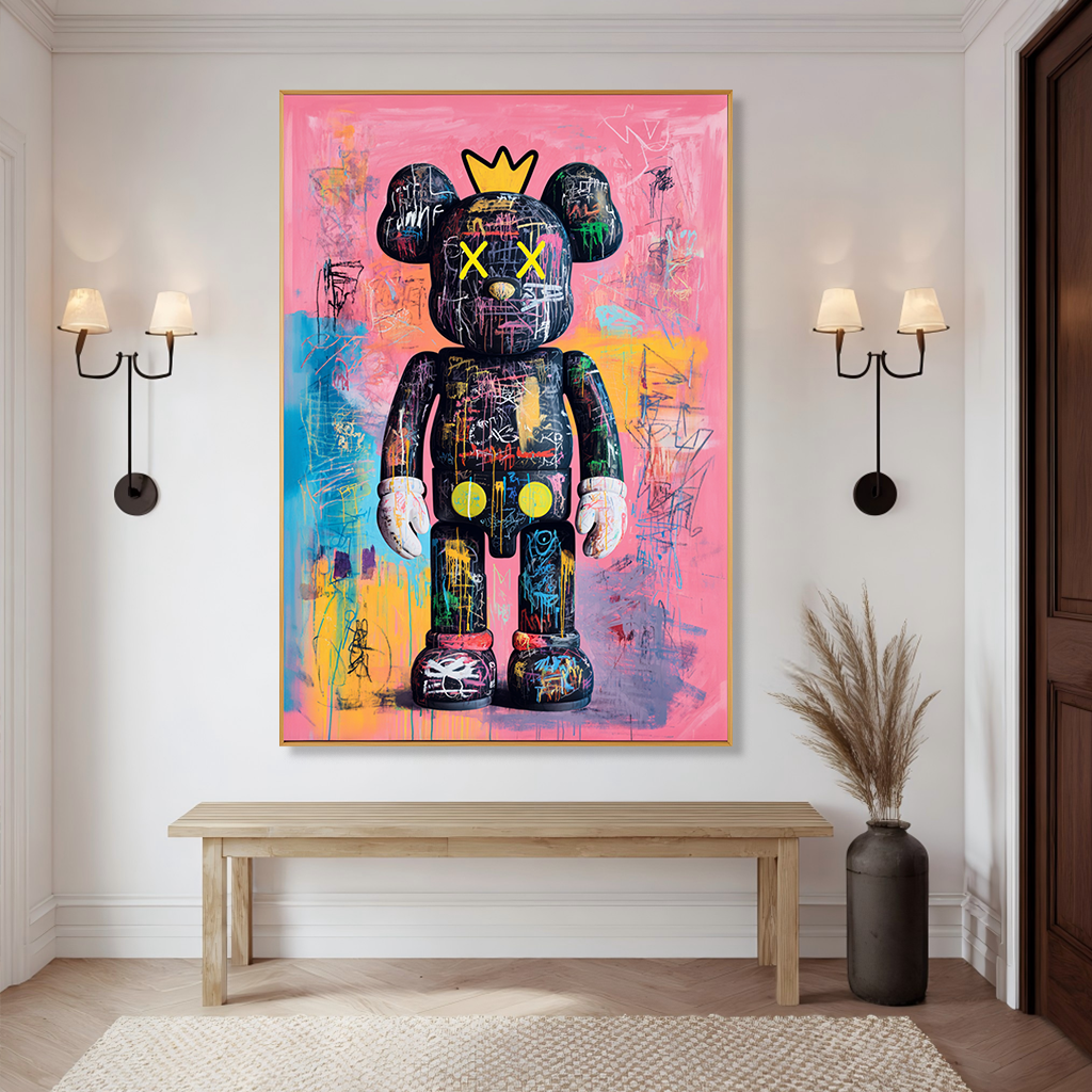 Pink Kingdom - KAWS Inspired Crowned Figure Oil Painting