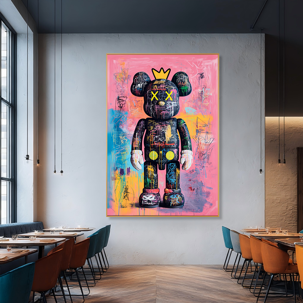 Pink Kingdom - KAWS Inspired Crowned Figure Oil Painting