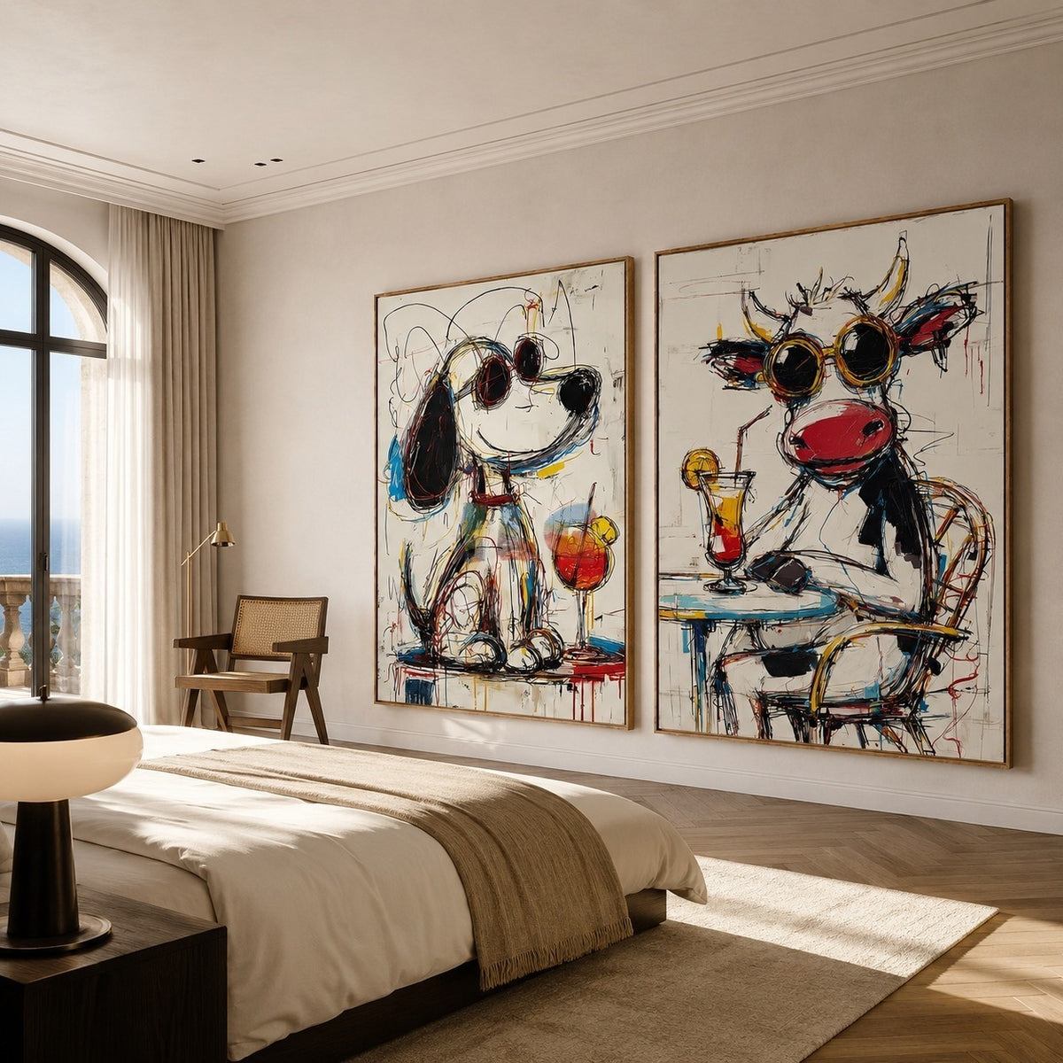 Playful Animal Duo – Contemporary Pop Art Wall Art Set