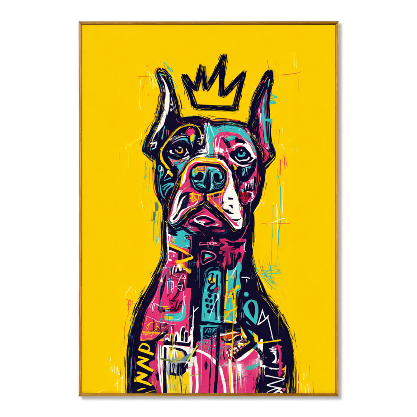 Royal Watchdog - Contemporary Crowned Dog Portrait Oil Painting