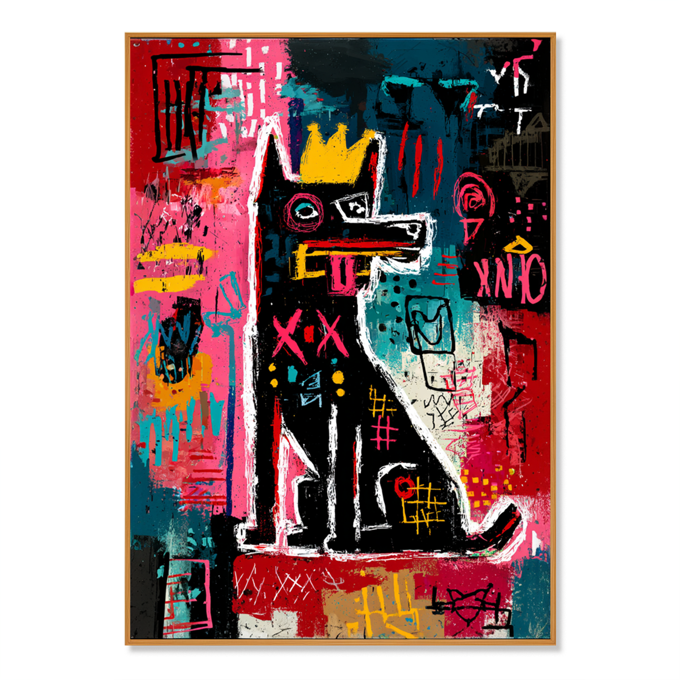 Street King Dog - Contemporary Graffiti Animal Oil Painting