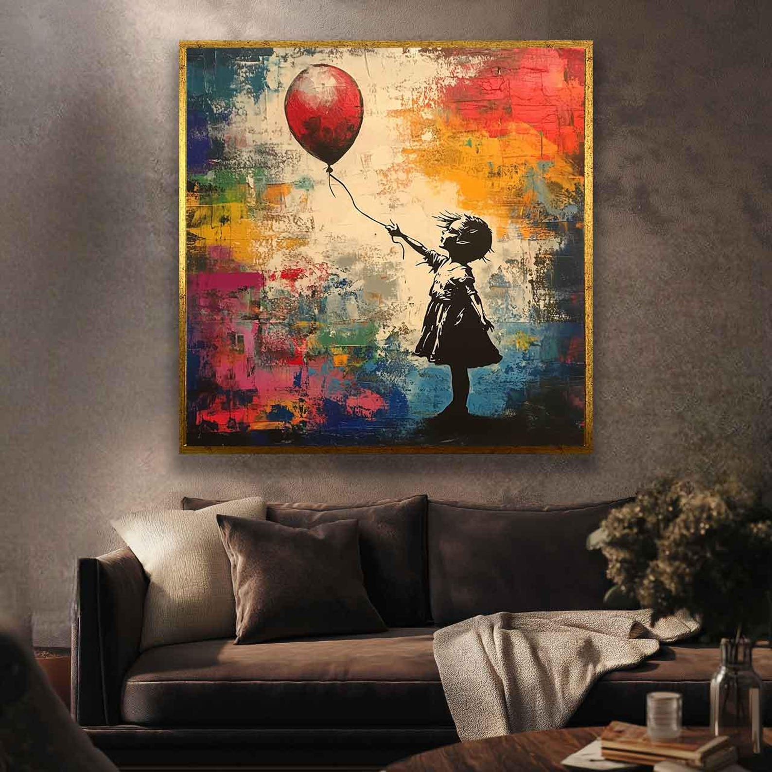 Lost Balloon — Graffiti Girl Street Art Oil Painting, Banksy-Inspired Wall Art
