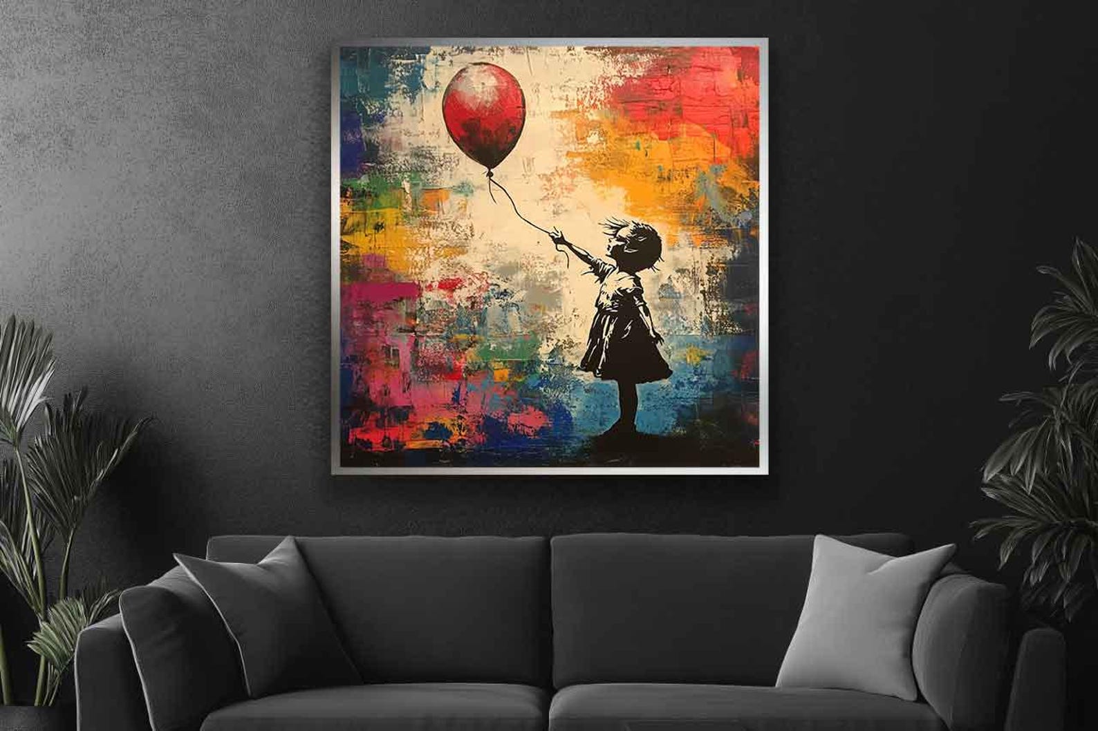 Lost Balloon — Graffiti Girl Street Art Oil Painting, Banksy-Inspired Wall Art