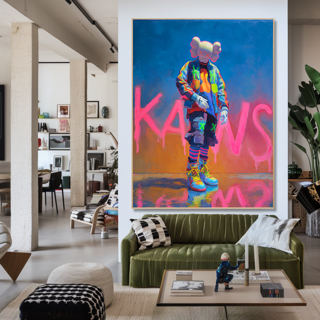 Neon Drift - KAWS Inspired Street Pop Oil Painting