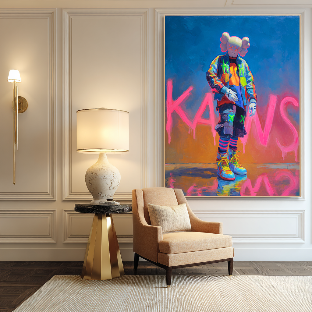 Neon Drift - KAWS Inspired Street Pop Oil Painting